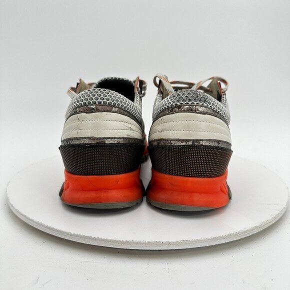 Lanvin Men Size 8 Silver Metallic White Orange Mesh Low Trainer Running Shoes - Picture 6 of 14